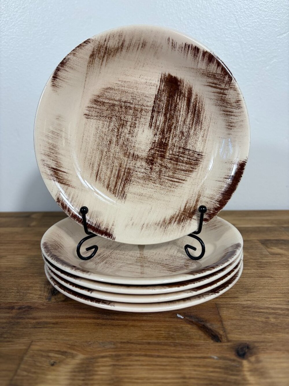 5 Barkwood 6" Plates Vernonware 1950s California Pottery Mid Century Modern